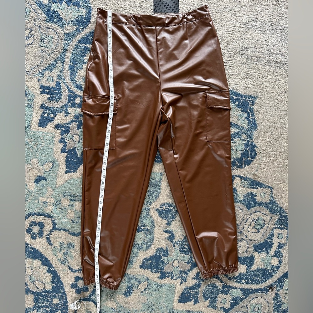 Brown fax leather pants size 1x